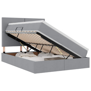 vidaXL Bed with Storage and LED Light Grey 140 x 200 cm Polyester