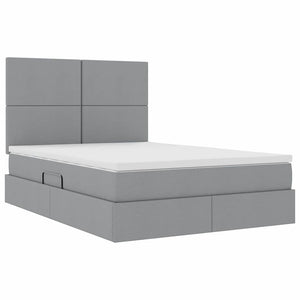 vidaXL Bed with Storage and LED Light Grey 140 x 200 cm Polyester