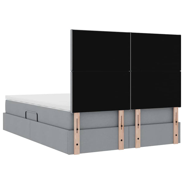 vidaXL Bed with Storage and LED Light Grey 140 x 200 cm Polyester