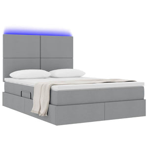 vidaXL Bed with Storage and LED Light Grey 140 x 200 cm Polyester