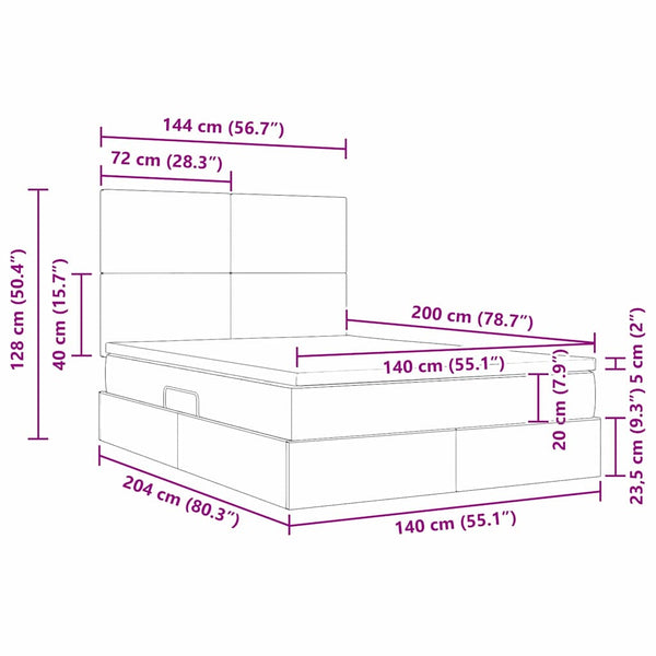 vidaXL Bed with Storage and LED Light Grey 140 x 200 cm Polyester