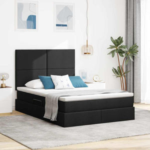 vidaXL Storage Bed with LED Black 140 x 200 cm Polyester