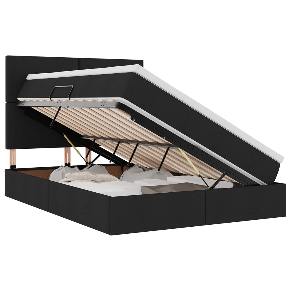 vidaXL Storage Bed with LED Black 140 x 200 cm Polyester