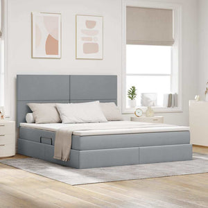 vidaXL Storage Bed with LED Light Grey 160 x 200 cm Polyester