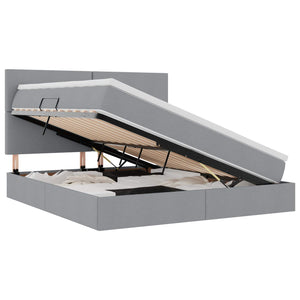 vidaXL Storage Bed with LED Light Grey 160 x 200 cm Polyester