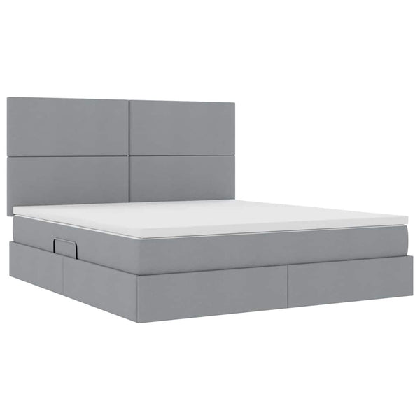 vidaXL Storage Bed with LED Light Grey 160 x 200 cm Polyester