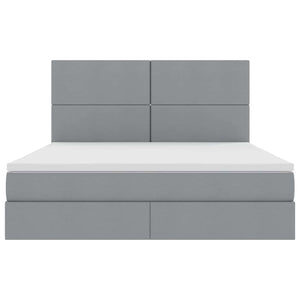 vidaXL Storage Bed with LED Light Grey 160 x 200 cm Polyester