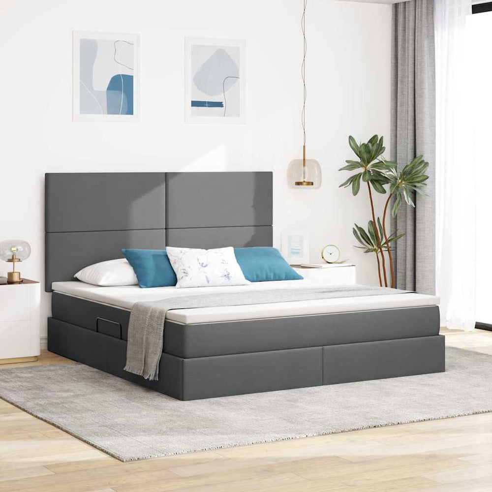 vidaXL Bed with Storage and LED Dark Grey 160 x 200 cm Polyester