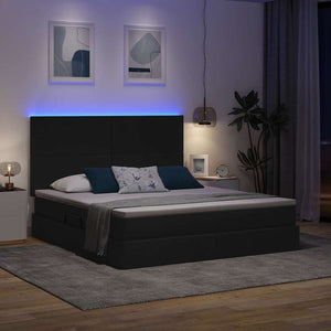 vidaXL Storage Bed with LED Black 160 x 200 cm Polyester