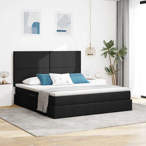 vidaXL Storage Bed with LED Black 160 x 200 cm Polyester