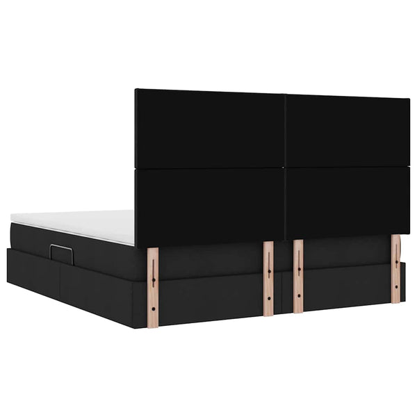 vidaXL Storage Bed with LED Black 160 x 200 cm Polyester