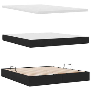 vidaXL Storage Bed with LED Black 160 x 200 cm Polyester