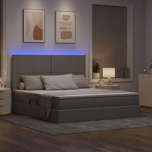 vidaXL LED Storage Bed Taupe 160 x 200 cm Polyester
