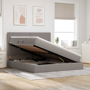 vidaXL LED Storage Bed Taupe 160 x 200 cm Polyester