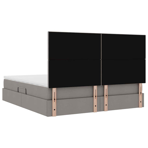 vidaXL LED Storage Bed Taupe 160 x 200 cm Polyester
