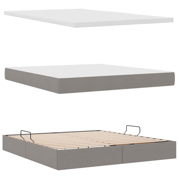 vidaXL LED Storage Bed Taupe 160 x 200 cm Polyester