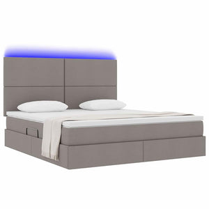 vidaXL LED Storage Bed Taupe 160 x 200 cm Polyester