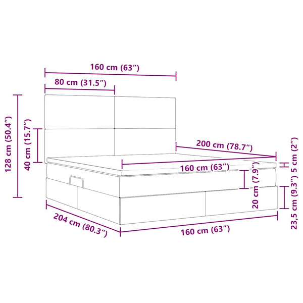 vidaXL LED Storage Bed Taupe 160 x 200 cm Polyester
