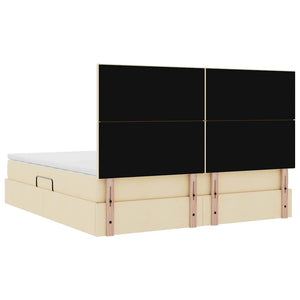 vidaXL Bed with Storage and LED with LED Cream 160 x 200 cm Polyester
