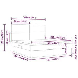 vidaXL Bed with Storage and LED with LED Cream 160 x 200 cm Polyester