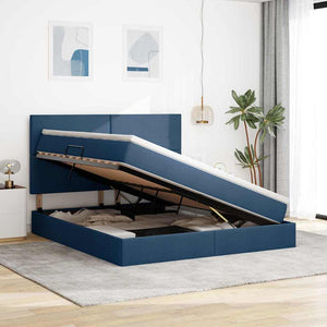 vidaXL Storage Bed with LED in Blue 160 x 200 cm Polyester