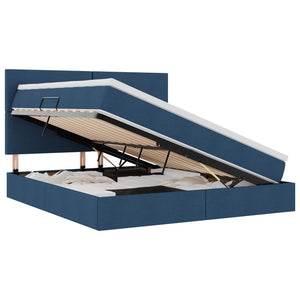 vidaXL Storage Bed with LED in Blue 160 x 200 cm Polyester