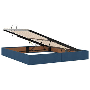 vidaXL Storage Bed with LED in Blue 160 x 200 cm Polyester