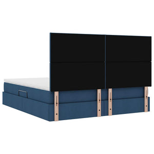 vidaXL Storage Bed with LED in Blue 160 x 200 cm Polyester