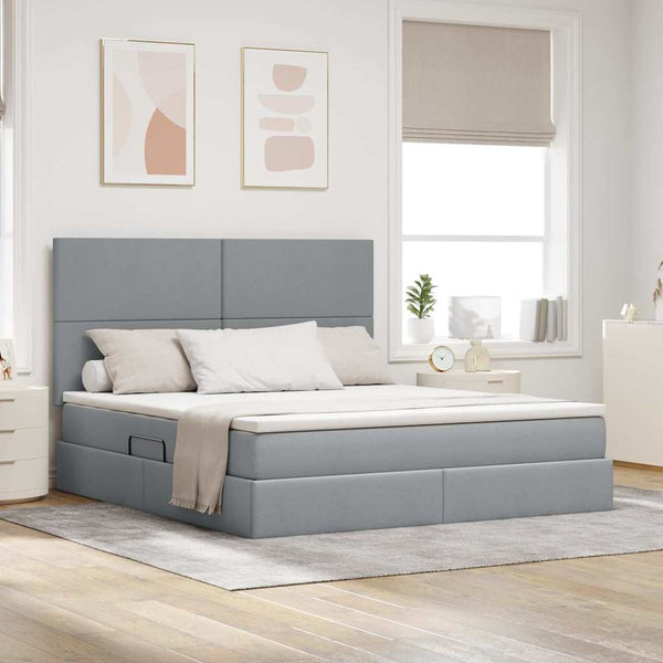 vidaXL Storage Bed with LED Light Grey 180 x 200 cm Polyester