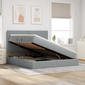 vidaXL Storage Bed with LED Light Grey 180 x 200 cm Polyester
