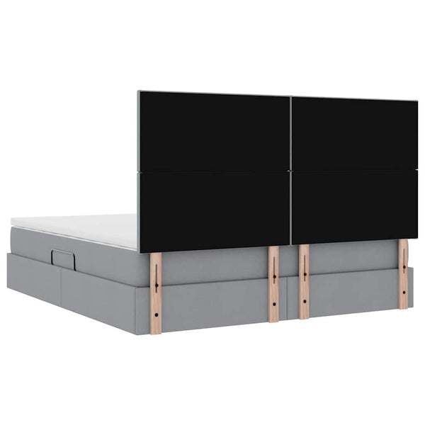 vidaXL Storage Bed with LED Light Grey 180 x 200 cm Polyester
