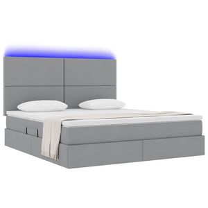 vidaXL Storage Bed with LED Light Grey 180 x 200 cm Polyester
