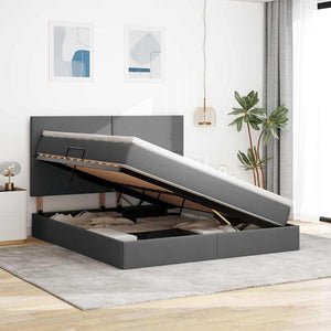 vidaXL Storage Bed with LED Dark Grey 180 x 200 cm Polyester