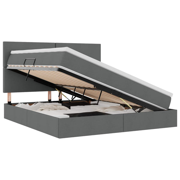 vidaXL Storage Bed with LED Dark Grey 180 x 200 cm Polyester
