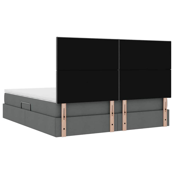 vidaXL Storage Bed with LED Dark Grey 180 x 200 cm Polyester