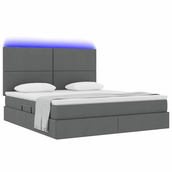 vidaXL Storage Bed with LED Dark Grey 180 x 200 cm Polyester
