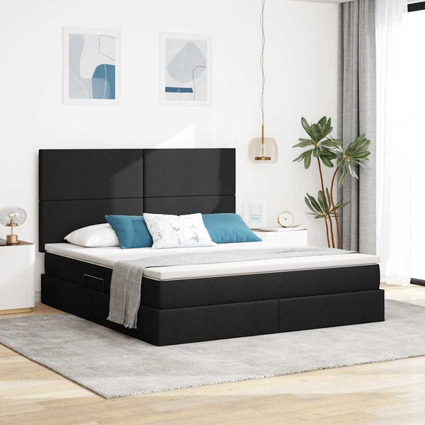 vidaXL Bed with Storage and LED Black 180 x 200 cm Polyester