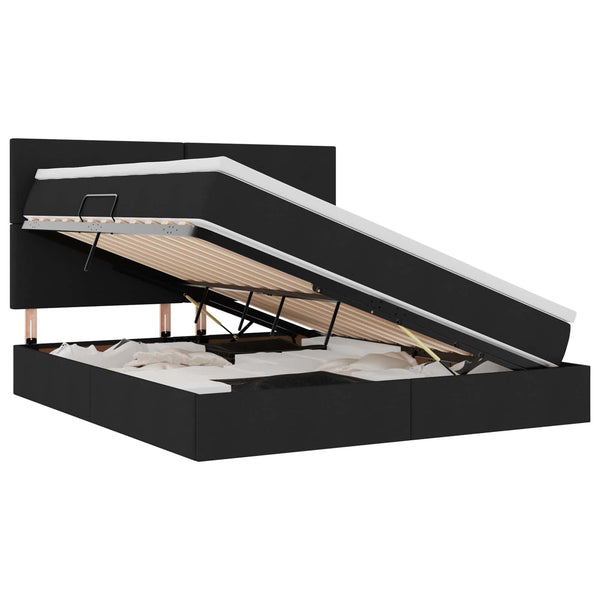 vidaXL Bed with Storage and LED Black 180 x 200 cm Polyester
