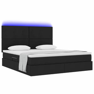vidaXL Bed with Storage and LED Black 180 x 200 cm Polyester