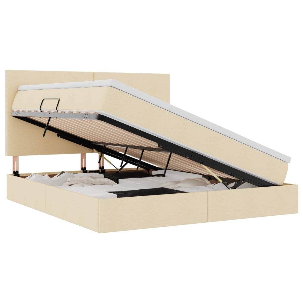 vidaXL Cream LED Storage Bed 180 x 200 cm Polyester