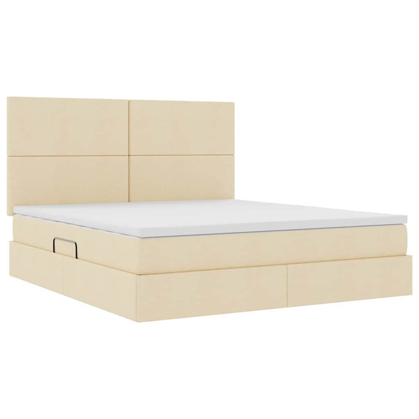 vidaXL Cream LED Storage Bed 180 x 200 cm Polyester