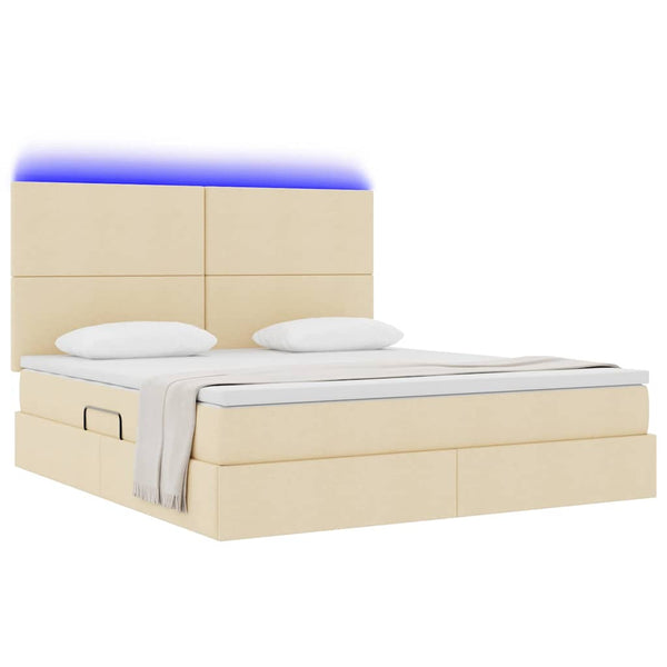 vidaXL Cream LED Storage Bed 180 x 200 cm Polyester