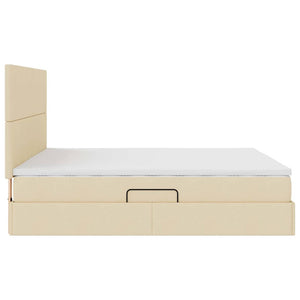 vidaXL Cream LED Storage Bed 180 x 200 cm Polyester