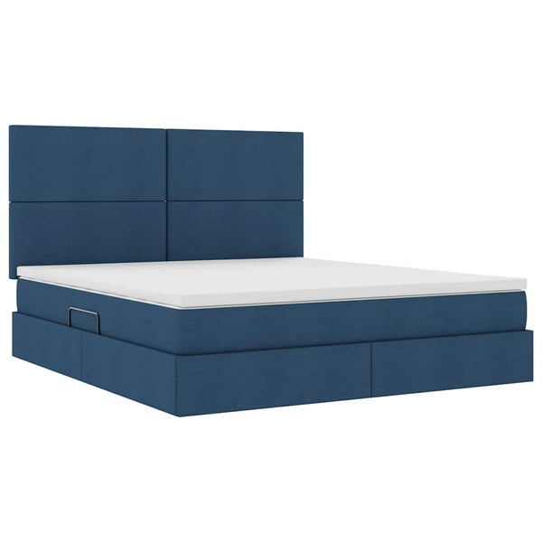 vidaXL Storage Bed with LED and Blue LED 180 x 200 cm Polyester