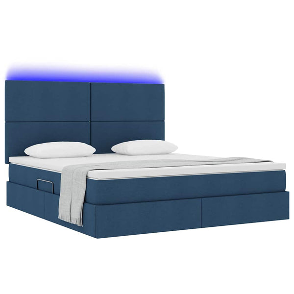 vidaXL Storage Bed with LED and Blue LED 180 x 200 cm Polyester