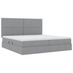 vidaXL Bed with Storage and LED Light Grey 200 x 200 cm Polyester