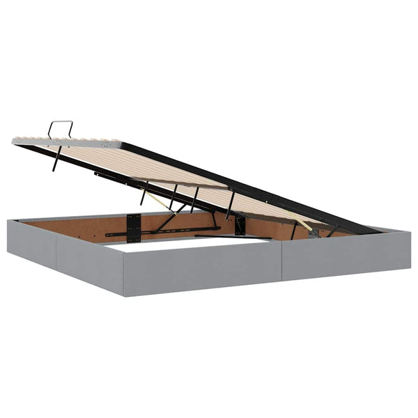 vidaXL Bed with Storage and LED Light Grey 200 x 200 cm Polyester