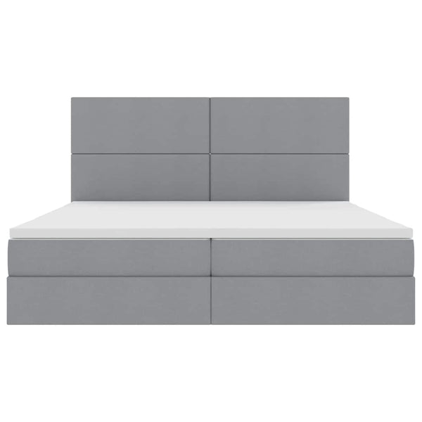 vidaXL Bed with Storage and LED Light Grey 200 x 200 cm Polyester
