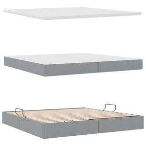 vidaXL Bed with Storage and LED Light Grey 200 x 200 cm Polyester