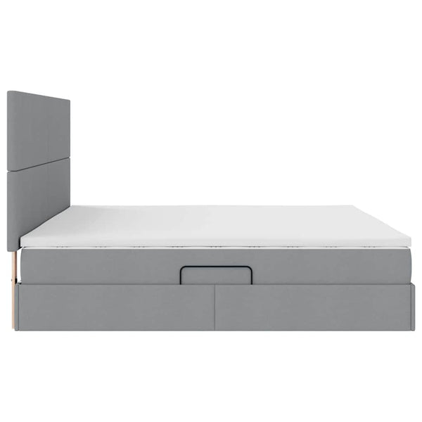 vidaXL Bed with Storage and LED Light Grey 200 x 200 cm Polyester